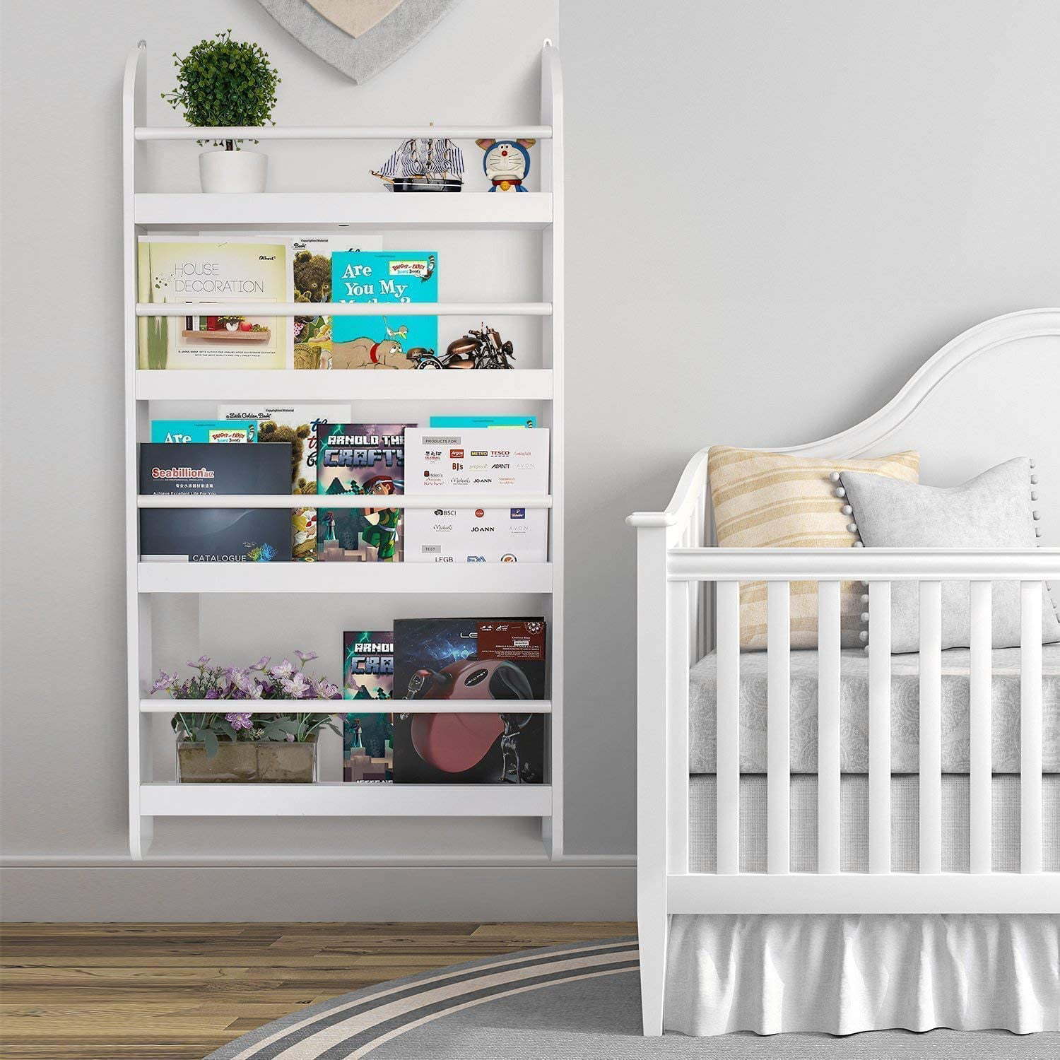 4-Tier Wall Mounted Bookshelf - Giggle Tots