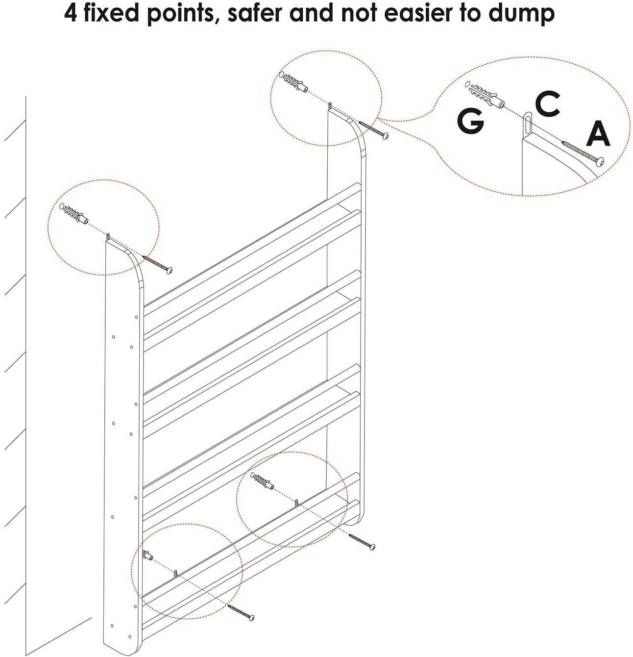 4-Tier Wall Mounted Bookshelf - Giggle Tots