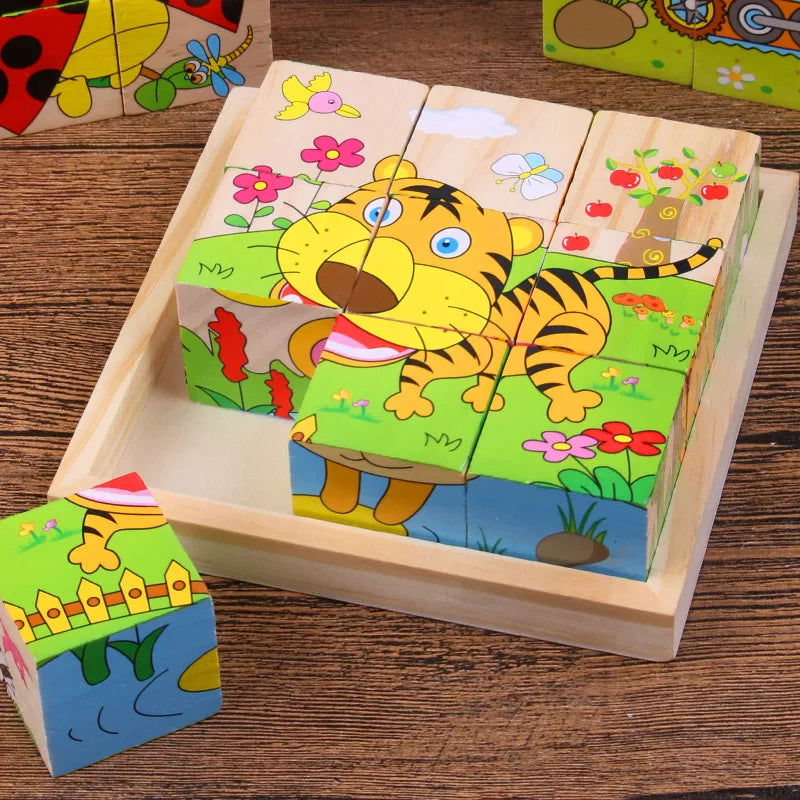 6-in-1 Wooden Puzzle Cubes - Giggle Tots