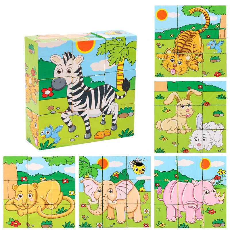 6-in-1 Wooden Puzzle Cubes - Giggle Tots