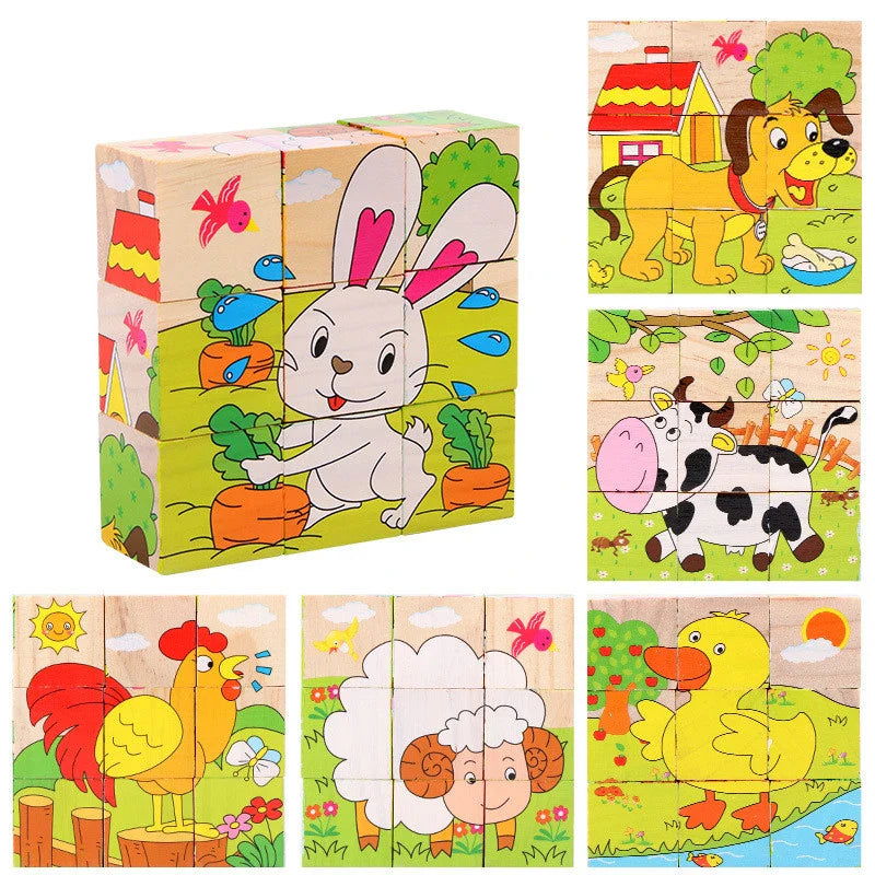 6-in-1 Wooden Puzzle Cubes - Giggle Tots