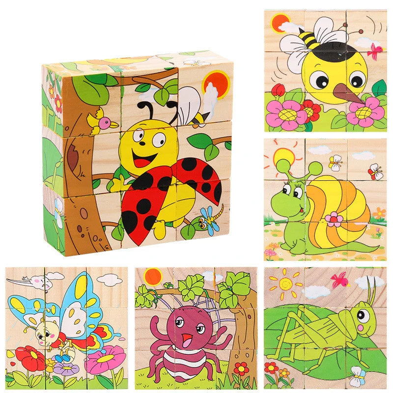 6-in-1 Wooden Puzzle Cubes - Giggle Tots