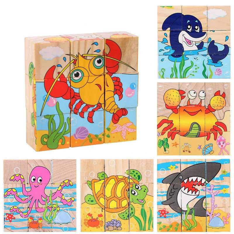 6-in-1 Wooden Puzzle Cubes - Giggle Tots