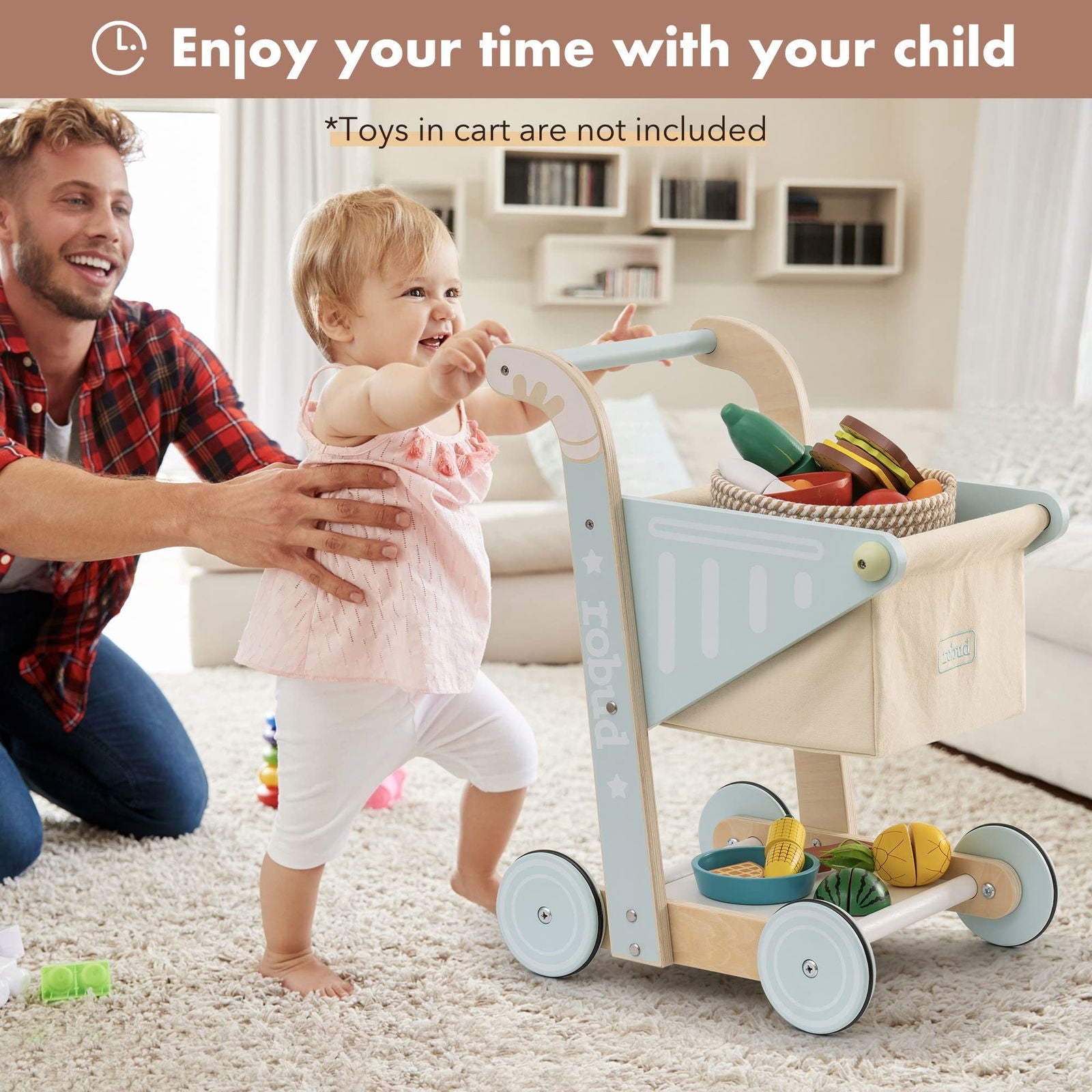 Baby Wooden Shopping Cart Toy - Giggle Tots