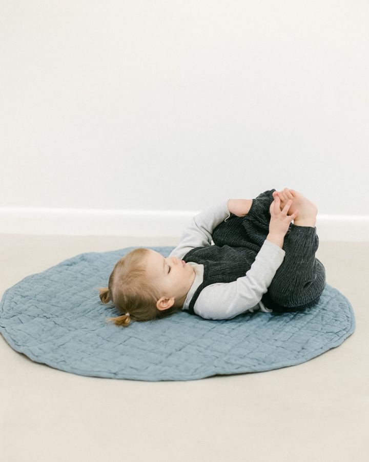 Stone Washed Linen Quilted Play Mat - Giggle Tots