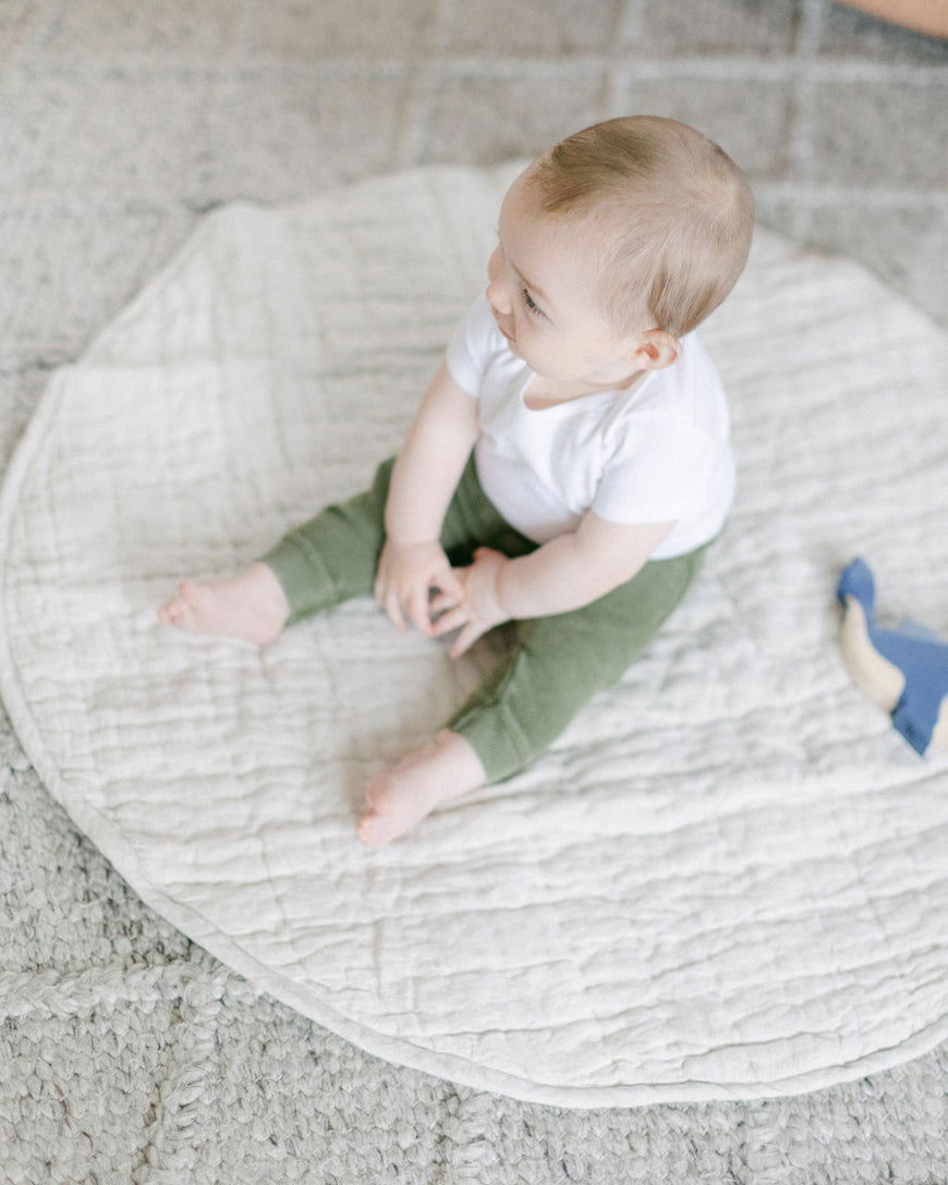 Stone Washed Linen Quilted Play Mat - Giggle Tots