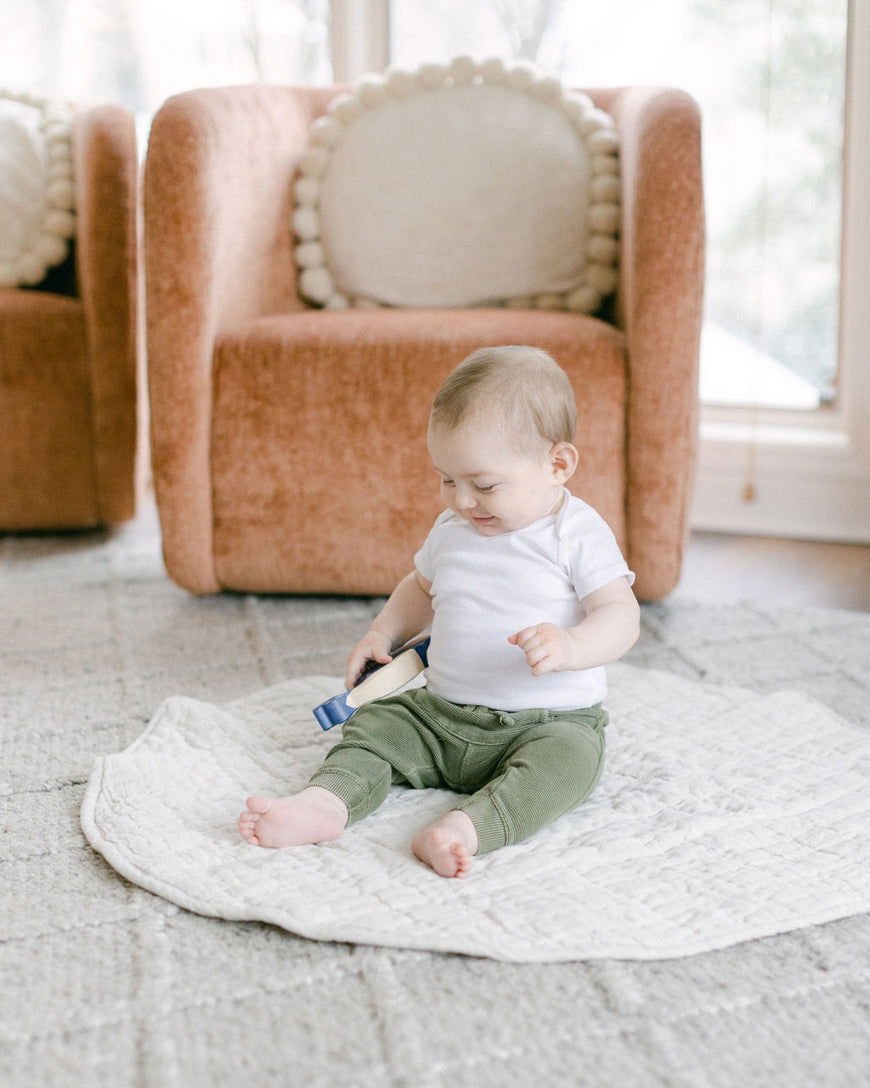 Stone Washed Linen Quilted Play Mat - Giggle Tots