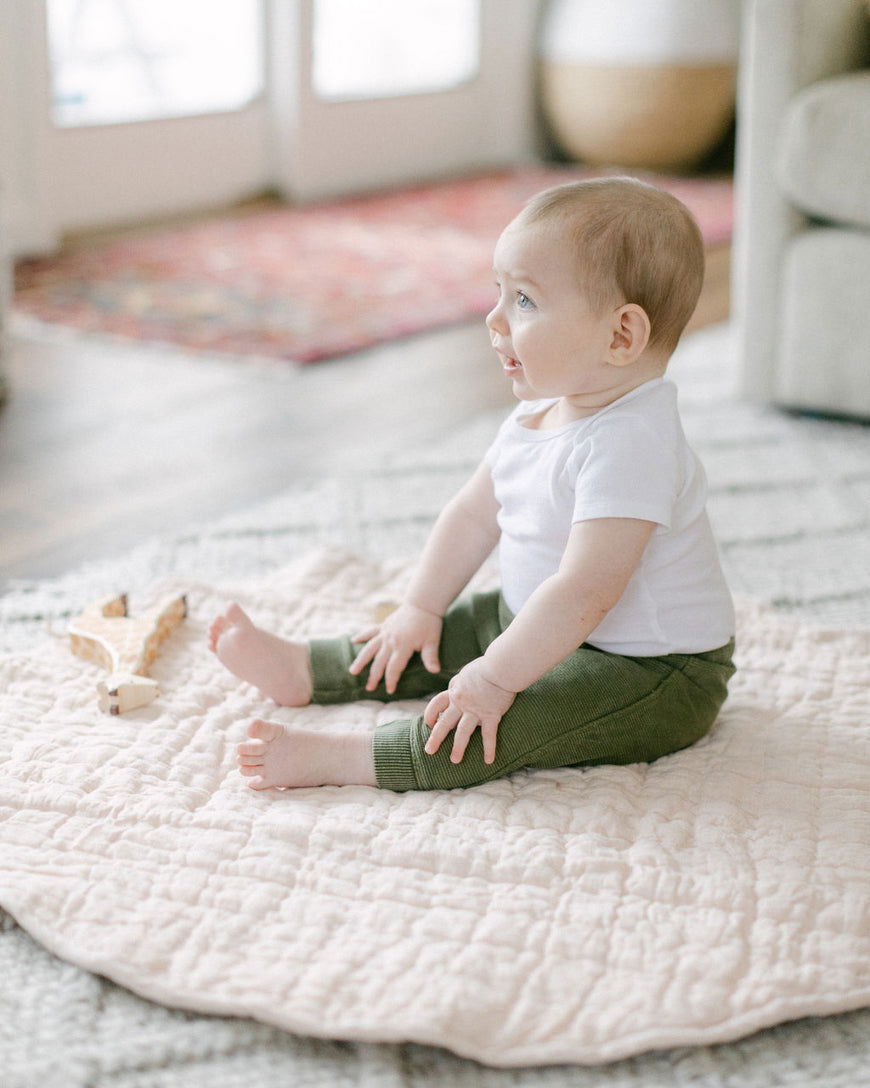 Stone Washed Linen Quilted Play Mat - Giggle Tots