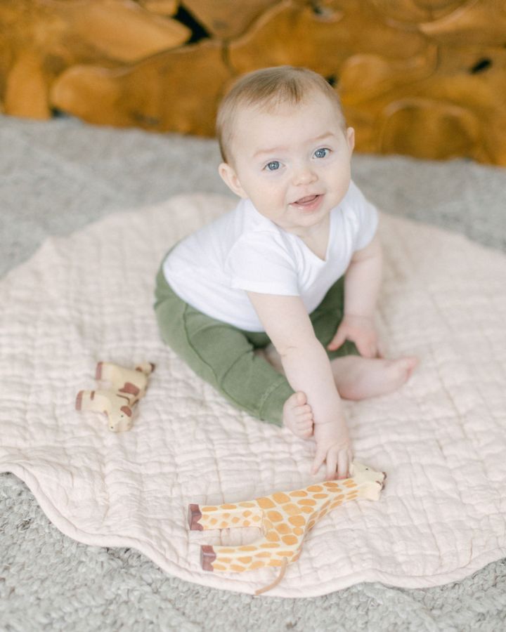 Stone Washed Linen Quilted Play Mat - Giggle Tots