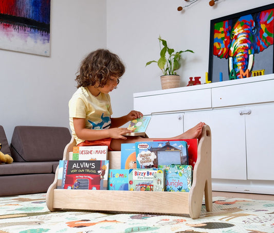 Wave Design Wooden Bookshelf - Giggle Tots