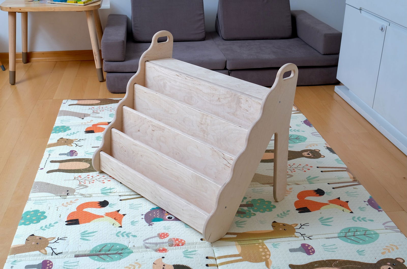 Wave Design Wooden Bookshelf - Giggle Tots