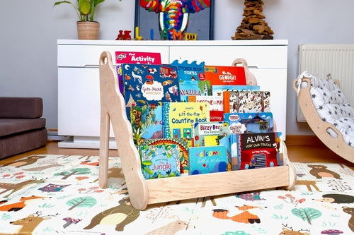 Wave Design Wooden Bookshelf - Giggle Tots