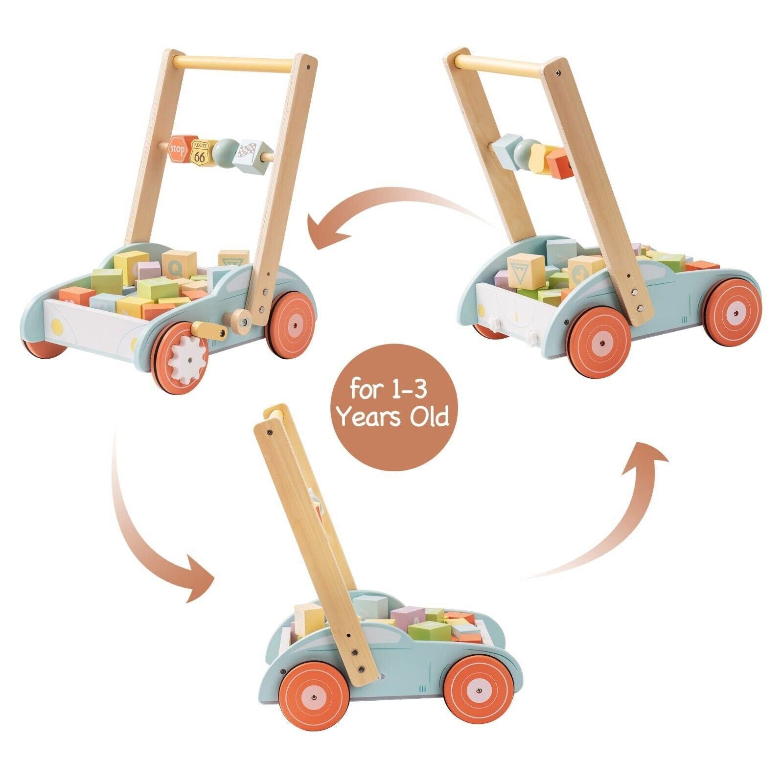 Wooden Baby Walker Push Toy - Giggle Tots