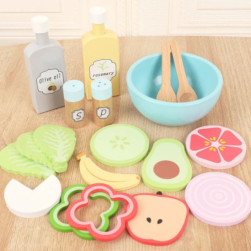 Wooden Pretend Play Food Set - Giggle Tots