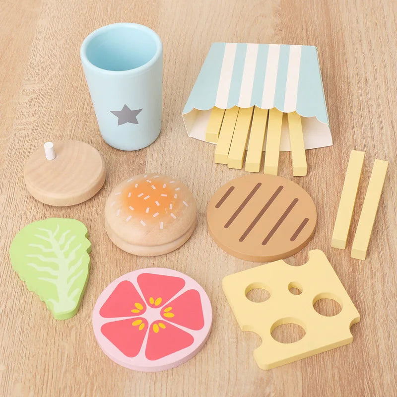 Wooden Pretend Play Food Set - Giggle Tots