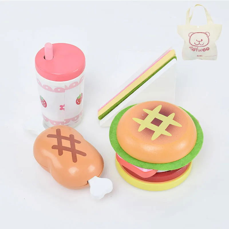 Wooden Pretend Play Food Set - Giggle Tots