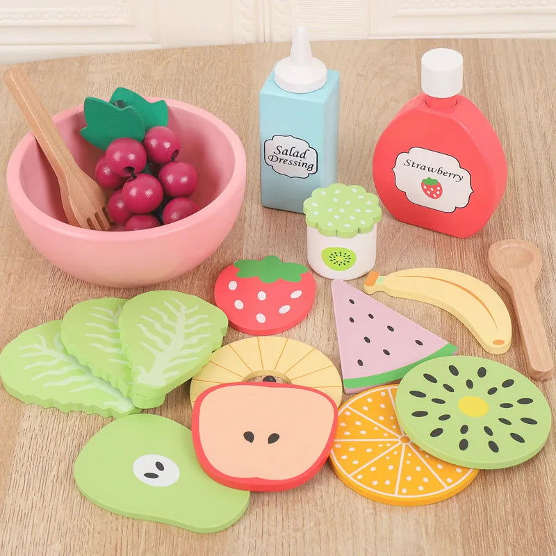 Wooden Pretend Play Food Set - Giggle Tots