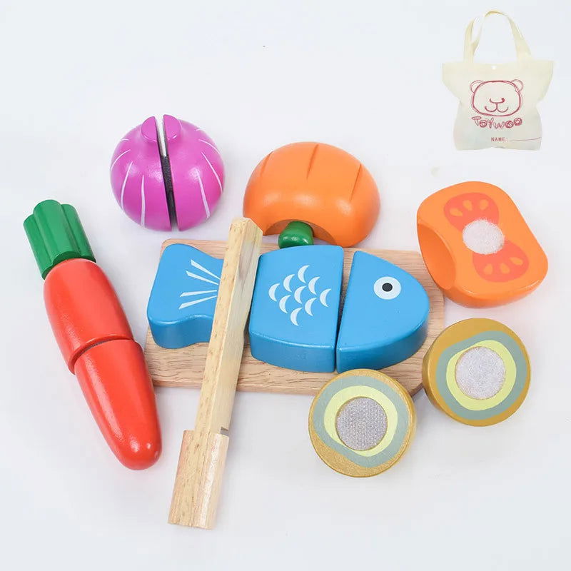 Wooden Pretend Play Food Set - Giggle Tots