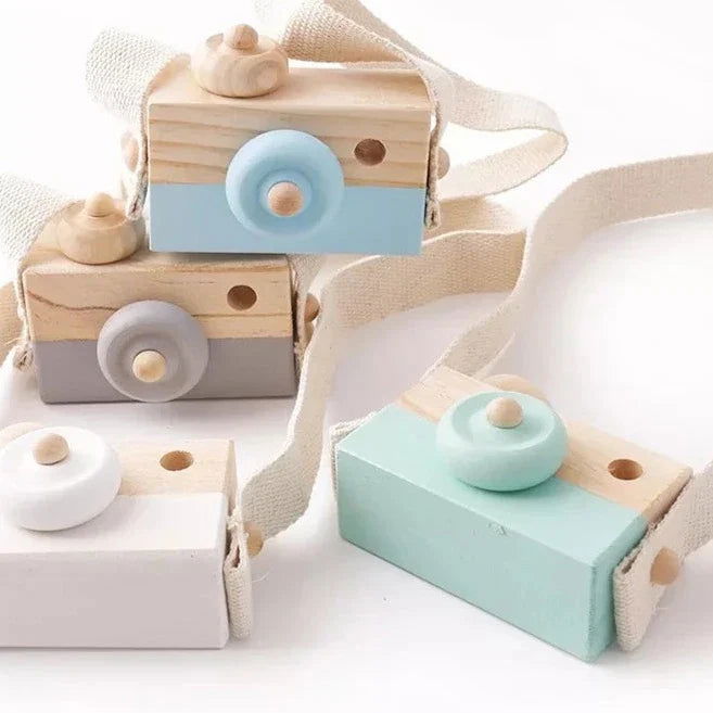 Wooden Toy Camera with Shoulder Strap - Giggle Tots