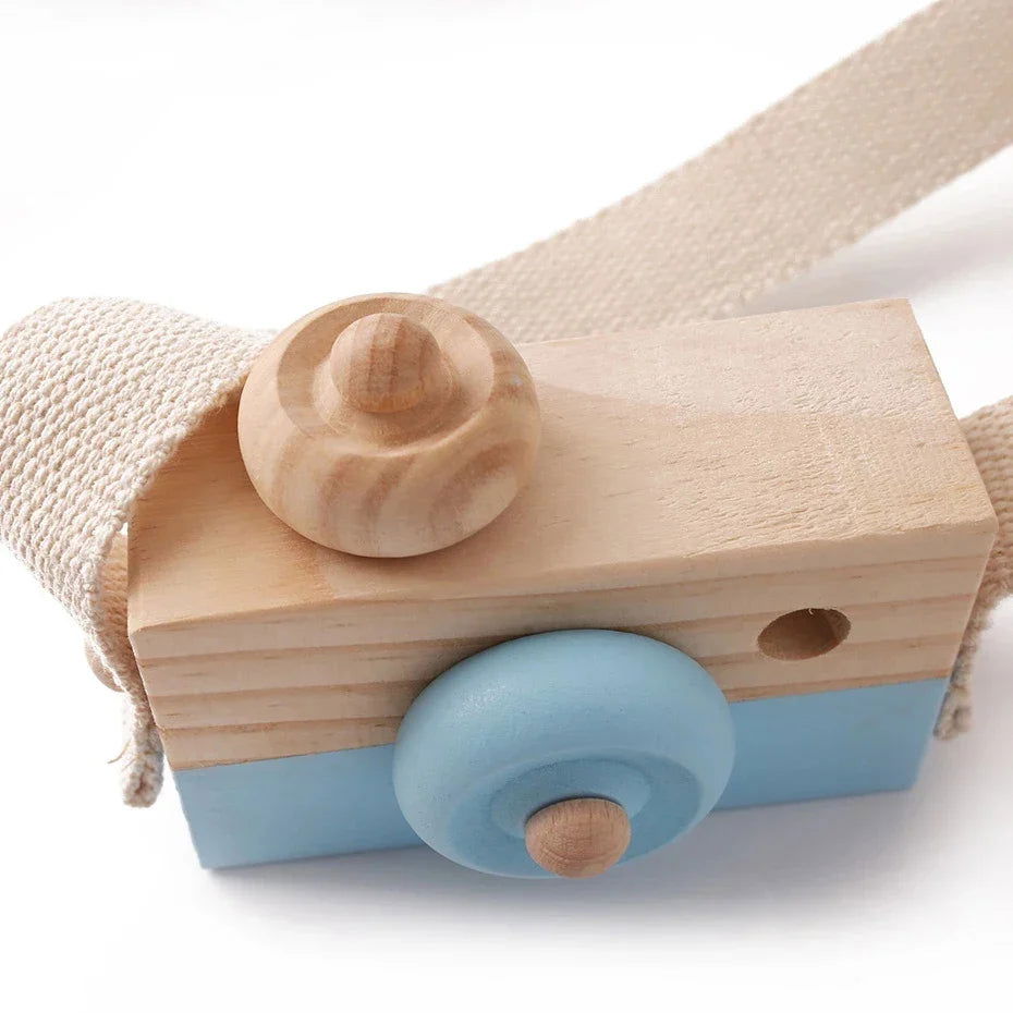 Wooden Toy Camera with Shoulder Strap - Giggle Tots