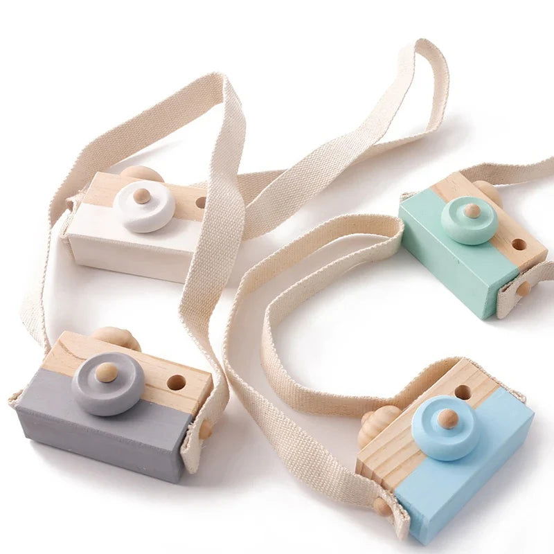 Wooden Toy Camera with Shoulder Strap - Giggle Tots