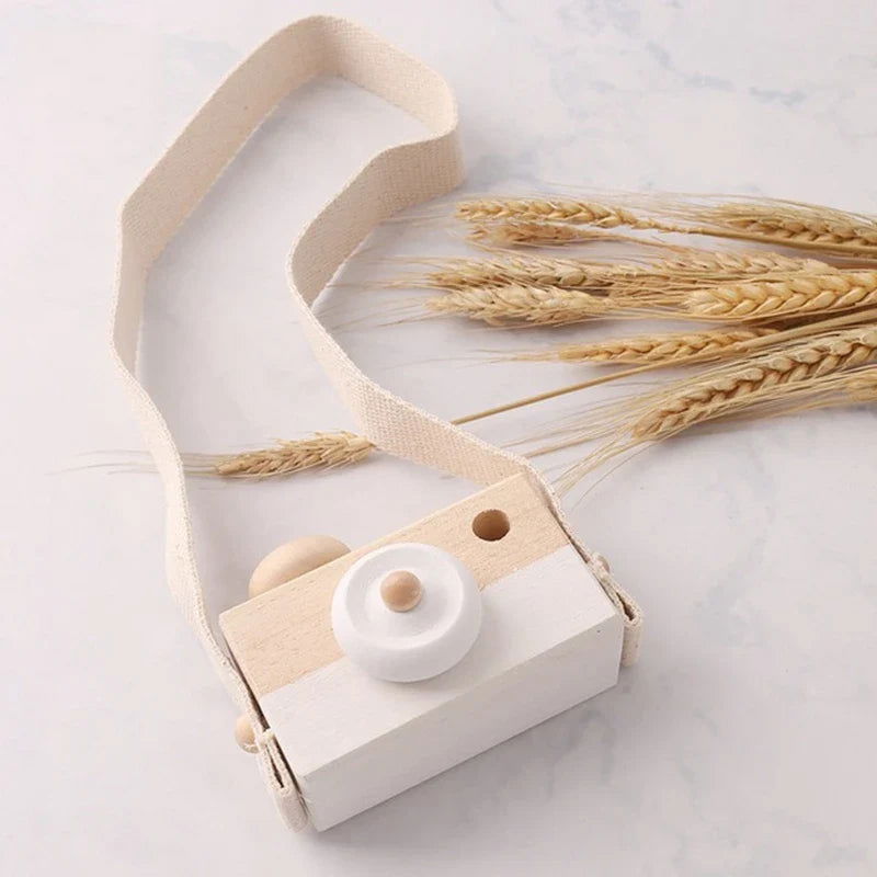 Wooden Toy Camera with Shoulder Strap - Giggle Tots