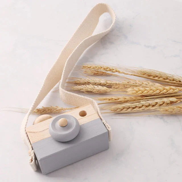 Wooden Toy Camera with Shoulder Strap - Giggle Tots