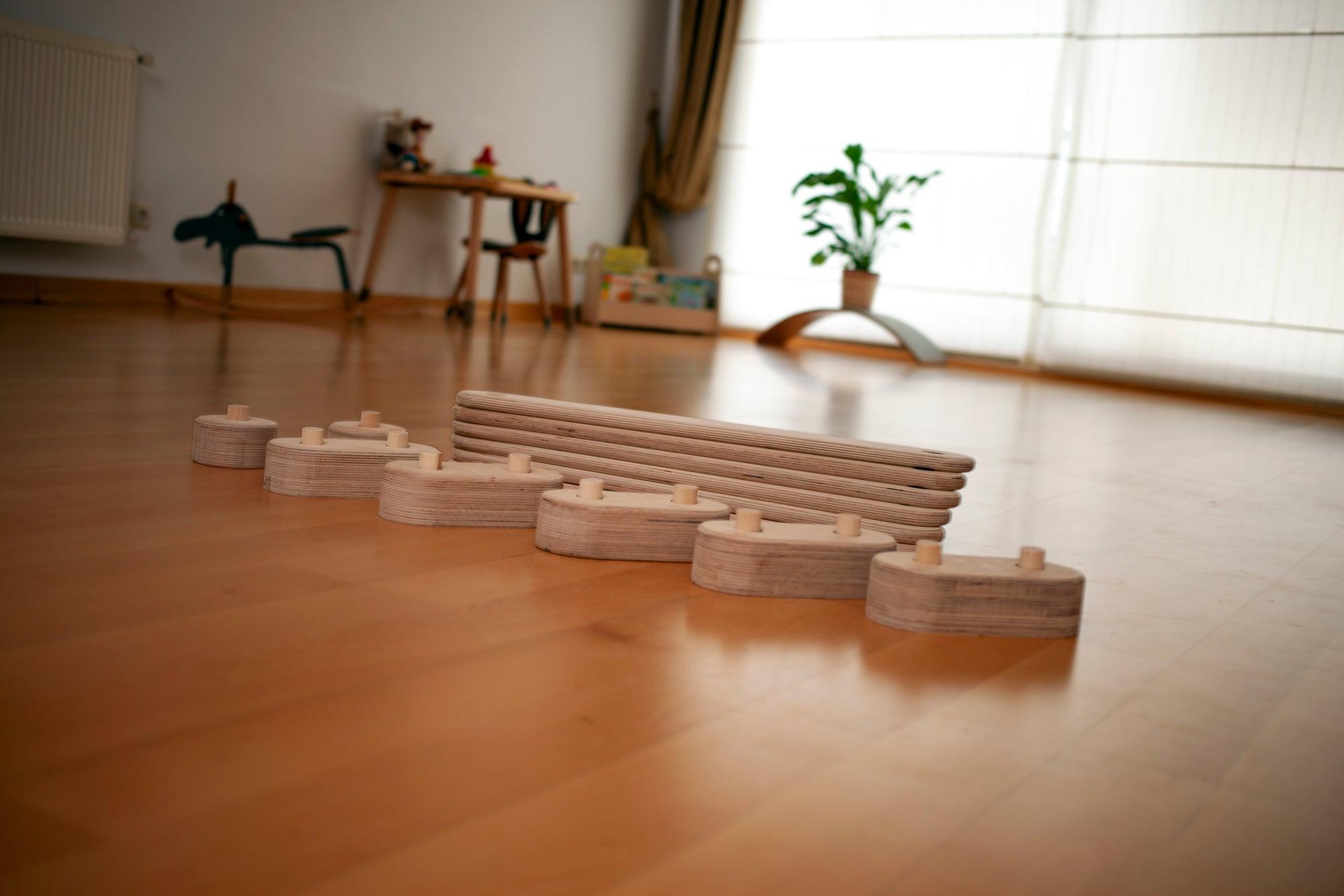 Wooden Balance Beam and Stepping Stones Set