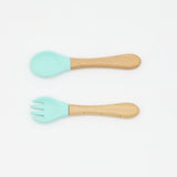 Baby Silicone Cutlery with Wooden Handles