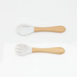 Baby Silicone Cutlery with Wooden Handles