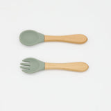 Baby Silicone Cutlery with Wooden Handles