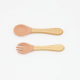 Baby Silicone Cutlery with Wooden Handles