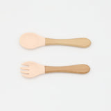 Baby Silicone Cutlery with Wooden Handles