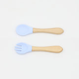 Baby Silicone Cutlery with Wooden Handles