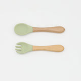 Baby Silicone Cutlery with Wooden Handles