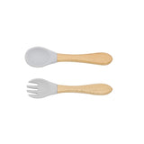 Baby Silicone Cutlery with Wooden Handles