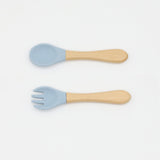 Baby Silicone Cutlery with Wooden Handles