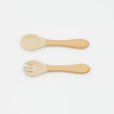 Baby Silicone Cutlery with Wooden Handles