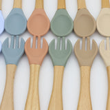 Baby Silicone Cutlery with Wooden Handles