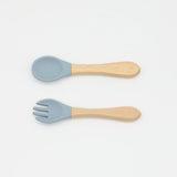 Baby Silicone Cutlery with Wooden Handles