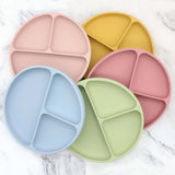 Silicone Round Compartment Plate With Utensils Set