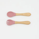 Baby Silicone Cutlery with Wooden Handles