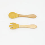 Baby Silicone Cutlery with Wooden Handles